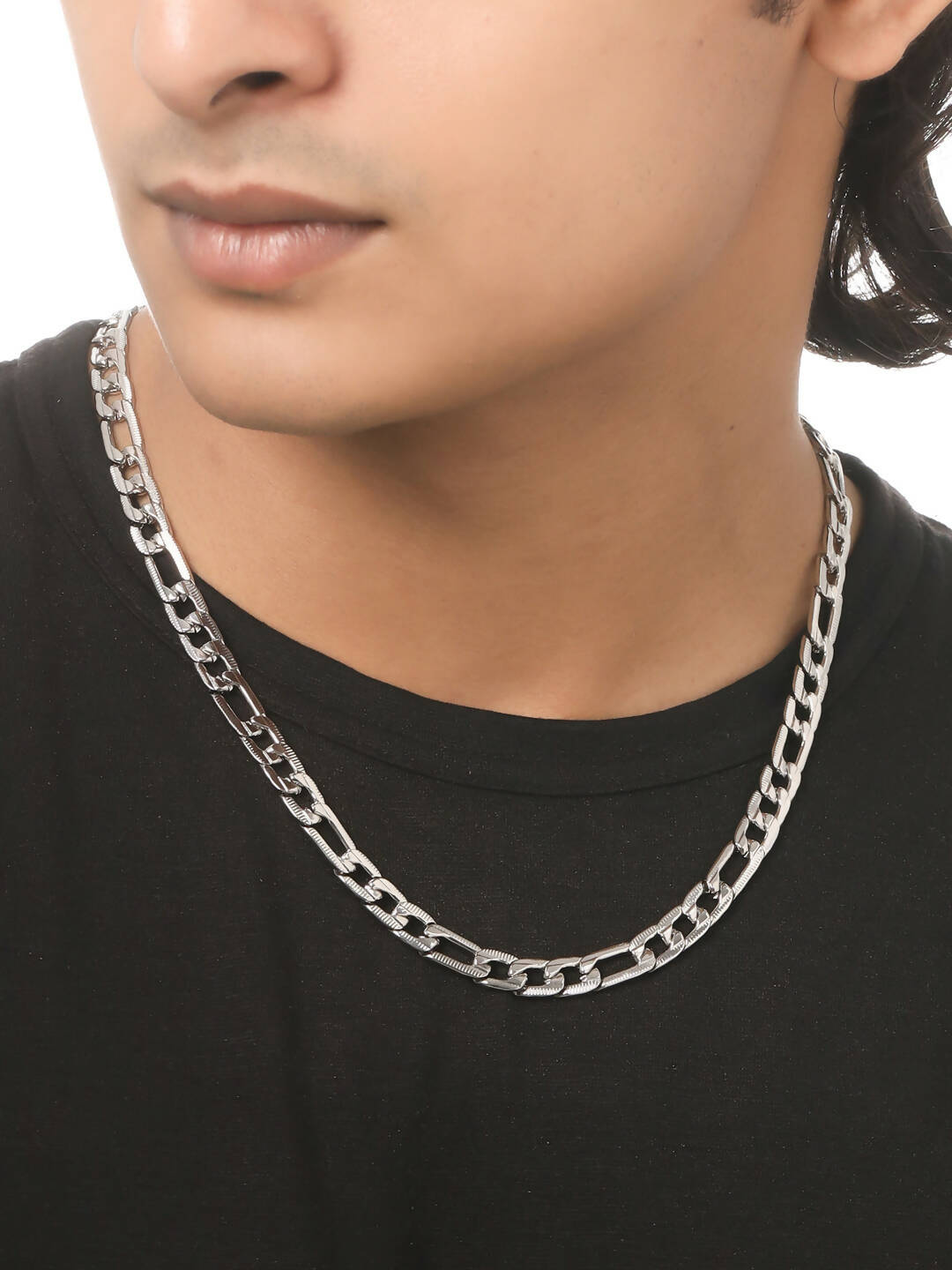 NVR Men Rhodium-Plated Stainless Steel Bohemian Chain | Swadesiicart