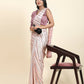 Peach Pure Georgette Sequence work Ready to wear Saree with stitched Blouse - Satiksha | Swadesiicart