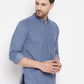 Even Apparels Blue Color Pure Cotton Short Men's Kurta With Band Collar | Swadesiicart