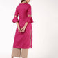 Aniyah Cotton Criss Cross Bell Sleeves Magenta Straight Kurta (AN-144K) - Swadesiicart