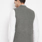 Even Apparels Grey Wool Men Woven Nehru Jacket | Swadesiicart