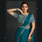 Blue Satin Silk Crepe Cord Sequence & Thread Embroidered & Stone Work Saree - Moh-Manthan Royal Enigma