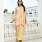 Vaasva Women's Lemon Georgette Marble Print Kaftan Pant Set | Swadesiicart