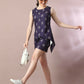 Myshka Women's Blue Printed Round Neck Party Top With Shorts Co-ord set - Swadesiicart
