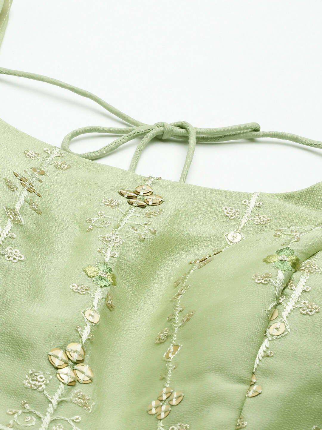 House of Panchhi Pista Green Pure Georgette Embroidered Lehenga & Blouse, Dupatta | Swadesiicart
