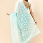 Blue Organza Paisely Embroidered Saree with Unstitched Blouse Piece - Roozal