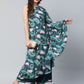 Ahalyaa Women Green Crepe Floral Printed Kurta with Palazzo Set | Swadesiicart