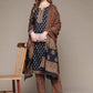 Anubhutee Navy Blue Printed Gotta Patti Pure Cotton Kurta with Trousers & Dupatta | Swadesiicart