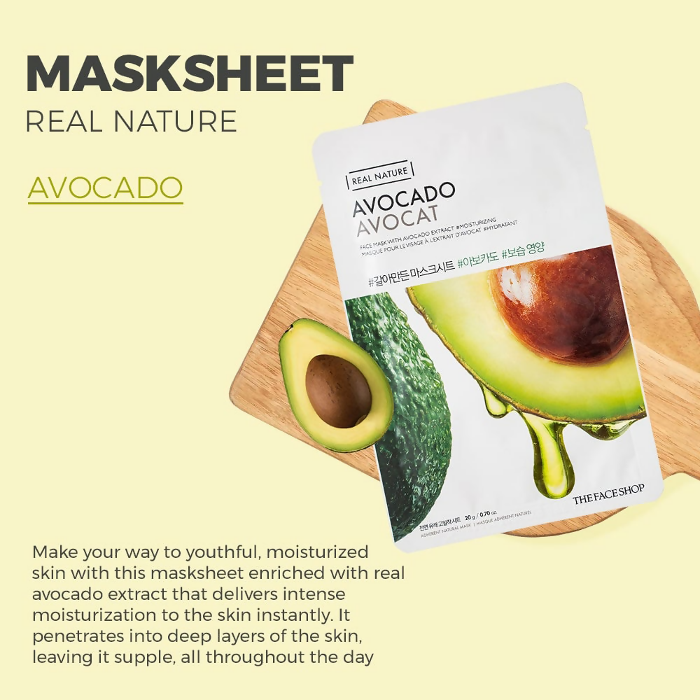 The Face Shop Real Nature Avocado Face Mask - Korean Skincare - Swadesiicart