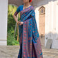 Vishnu Weaves Women's Firozi Silk Woven Saree with Blouse - Swadesiicart
