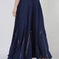 Mominos Fashion Navy Blue Viscose Rayon Flared Palazzo with Mirror Lace Work - Swadesiicart