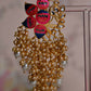 Pink & Blue Ethic Meenakari Lotus Shaded Earrings By House of Ree - Swadesiicart