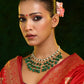 Ruby Raang Green Kundan And Emerald Collar Necklace | Swadesiicart