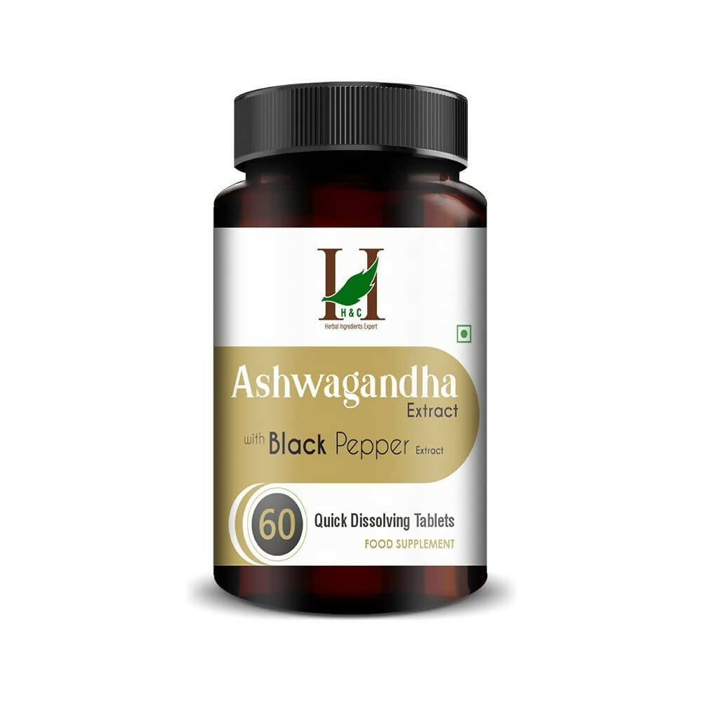 H&C Herbal Ashwagandha Extract with Black Pepper Quick Dissolving Tablets - Just Jaivik