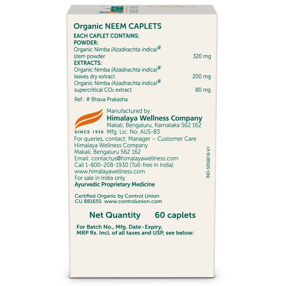 Himalaya Herbals Organic Neem Caplets | Ayurvedic Blood Purifier & Skin Wellness - Swadesiicart