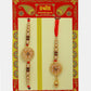 NVR Women & Men Set of 2 Gold-Toned Stone-Studded & Beaded Bhaiya Bhabi Rakhi With Roli Chawal | Swadesiicart