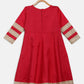 Ahalyaa Red Poly Silk Anarkali Kids Kurta With Dupatta Set For Girls | Swadesiicart