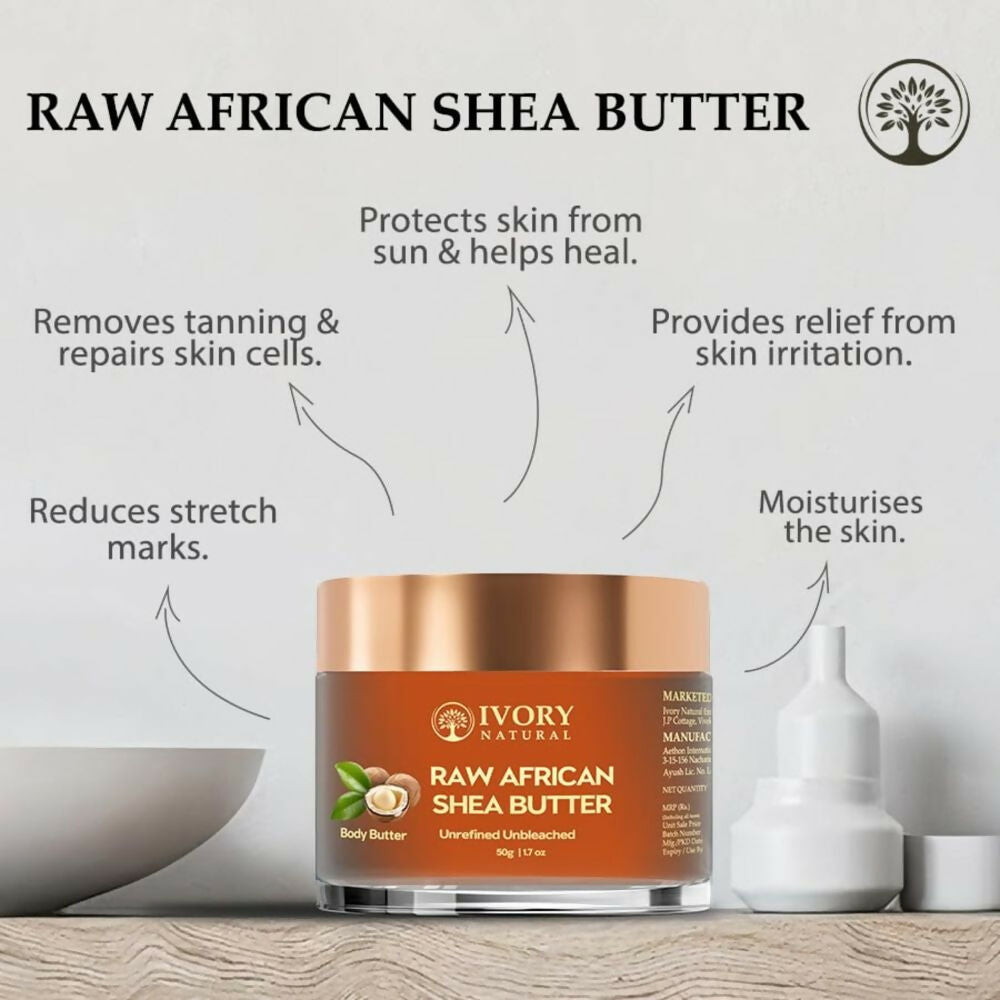 Ivory Natural African Shea Butter Unrefined For Skin and Hair, Rich in Antioxidants and Natural Hydration | Swadesiicart