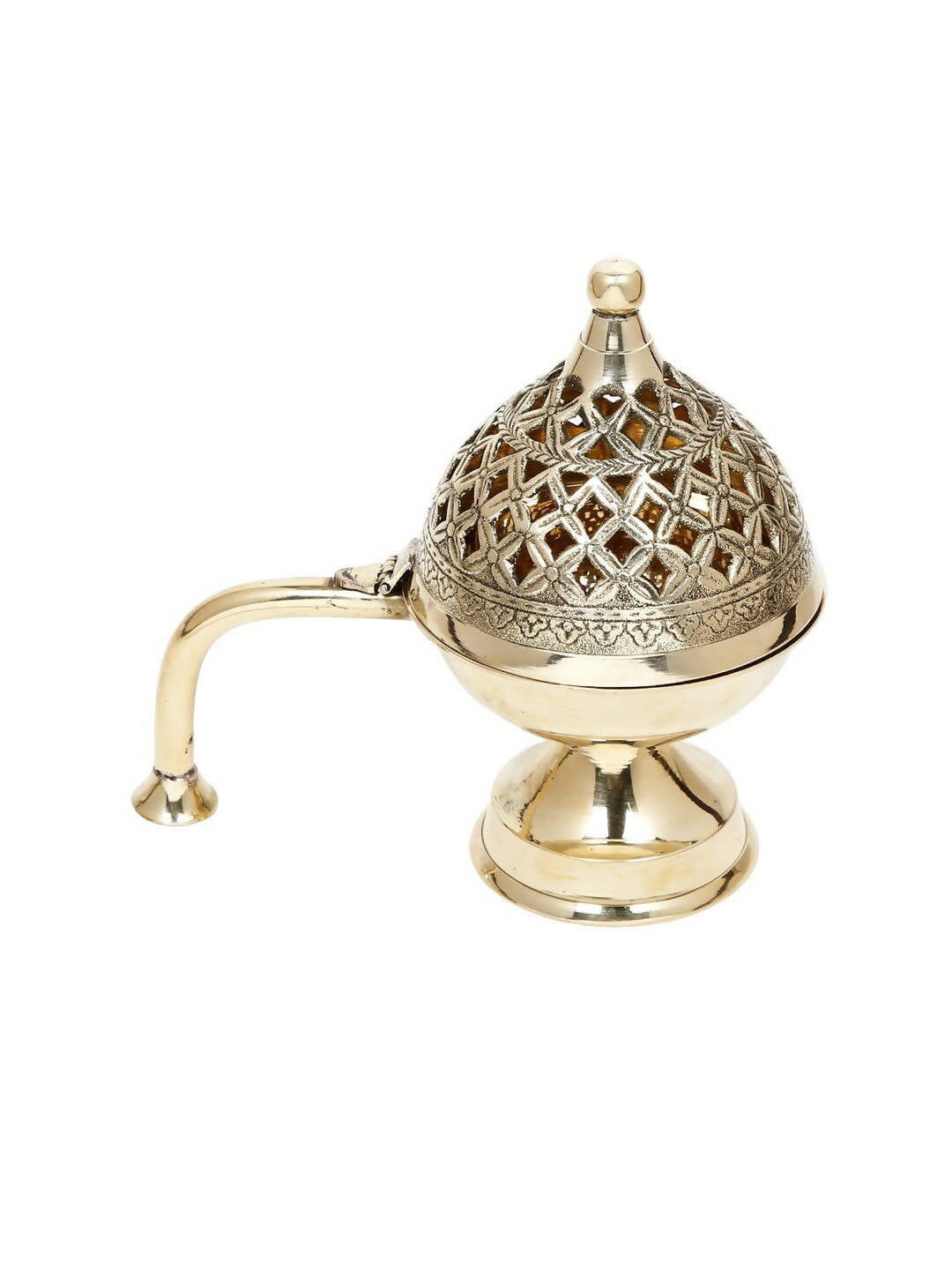 CraftVatika Gold-Toned Dhoop Dani Loban With Handle & Incense Stick Holder Showpiece | Swadesiicart