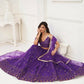 Aastha Fashion Purple Butterfly Net Tone To Tone Thread Work And Sandwich Sequence Work Embroidery Wedding Wear Lehenga Choli