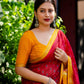Light Red Polycotton Ethnic Motifs Saree with Unstitched Blouse - Hiral Fashion | Swadesiicart
