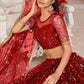 Aastha Fashion Red Butterfly Net All Over Thread Work, Zari Work And Sandwich Sequence Work Embroidery Wedding Wear Lehenga Choli