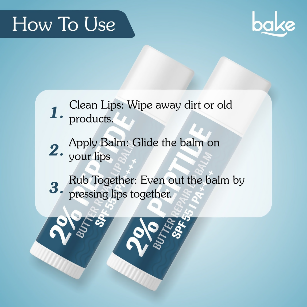 Bake 2% Peptide + Ceramide Butter Brightening Lip Balm SPF 55 PA++++ | Swadesiicart