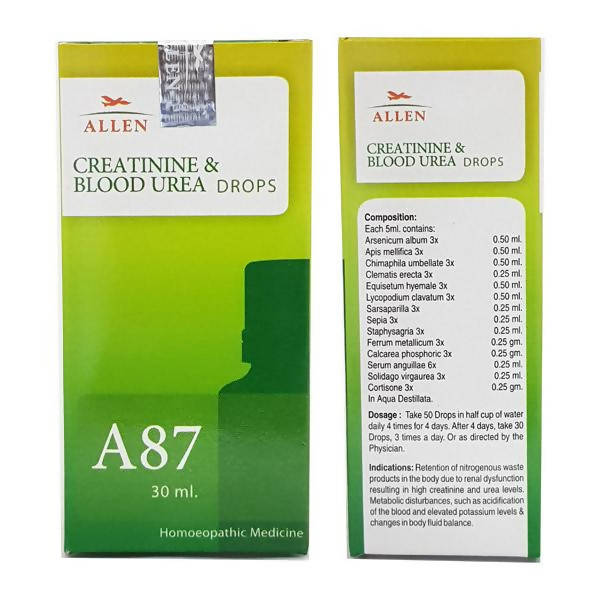 Allen Homeopathy A87 Creatinine & Blood Urea Drops - Swadesiicart