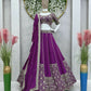 Jyoti Fashion Women's Wine Faux Georgette Sequins with Thread Embroidered Designer Lehenga Choli Set | Swadesiicart