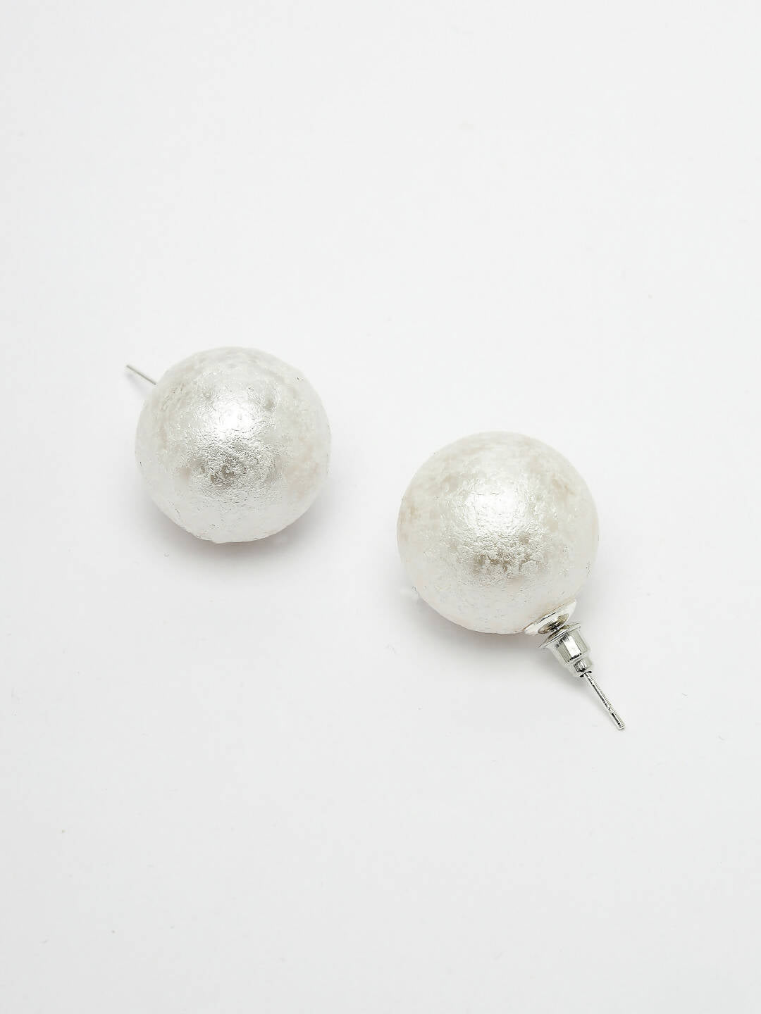 NVR Women's White Color Moon Stud Earrings | Swadesiicart