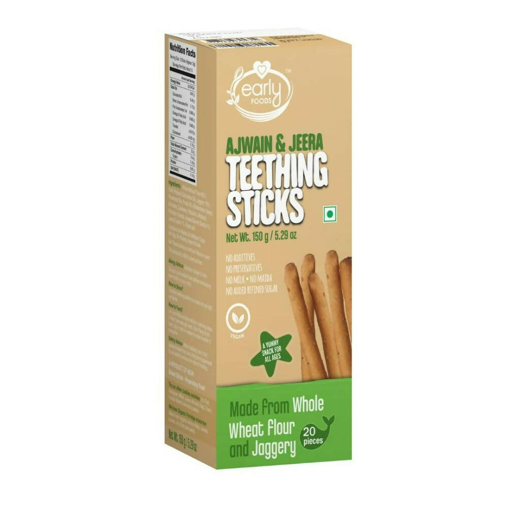 Early Foods Whole Wheat Ajwain Jaggery Teething Sticks | Swadesiicart