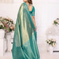 Aastha Fashion Sea Green Tissue Silk Weaving Saree