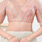 Joban Fashion Peach Jacquard Elbow Sleeveless Back Open Blouse - Swadesiicart