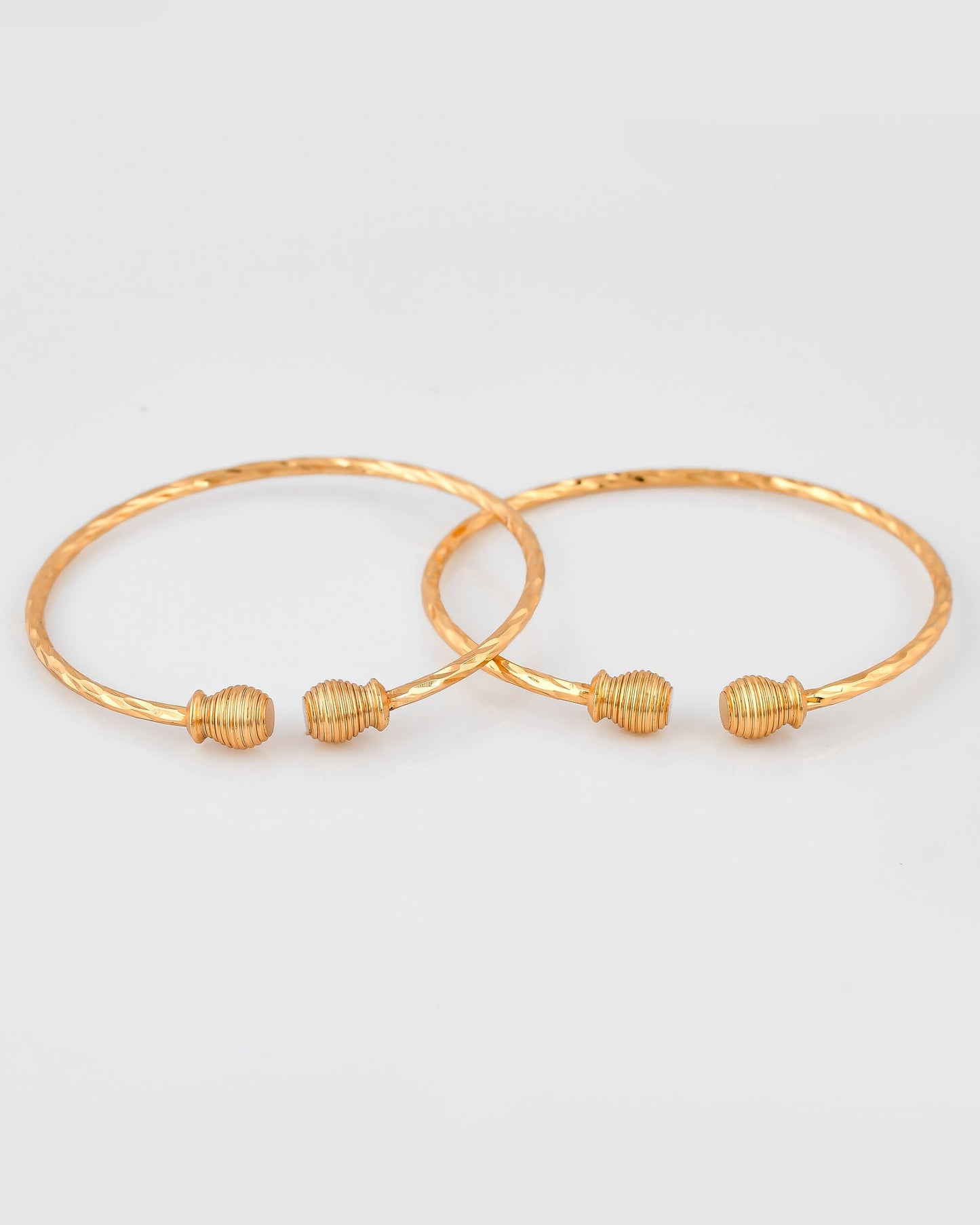 VOJ Stainless Steel Gold-Polished Bangle Set (Pack of 2) - Swadesiicart