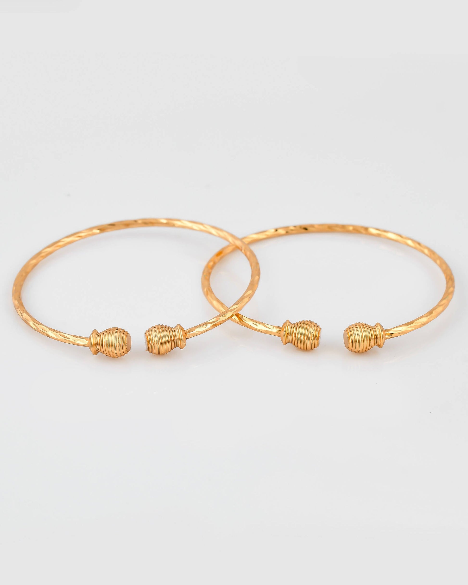 VOJ Stainless Steel Gold-Polished Bangle Set (Pack of 2) - Swadesiicart