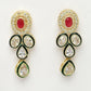NVR Women's Red & Gold Kundan Studded Handcrafted Jewellery Set - Swadesiicart