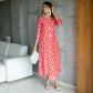 Jyoti Fashion Women's Red Pure Muslin Heavy Digital Printed Kurta Pant Set | Swadesiicart