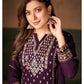 Myra Wine Faux Georgette Embroidered Sharara Suit | Swadesiicart