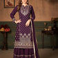 Myra Wine Faux Georgette Embroidered Sharara Suit | Swadesiicart