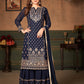 Myra Navy Blue Faux Georgette Embroidered Sharara Suit | Swadesiicart