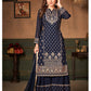 Myra Navy Blue Faux Georgette Embroidered Sharara Suit | Swadesiicart
