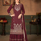 Myra Maroon Faux Georgette Embroidered Sharara Suit | Swadesiicart