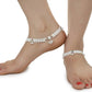 AanyaCentric Gold-Polished Mangalsutra Pendant Earring Set & Silver Plated Anklet