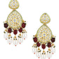 Gold-Toned White Kundan Contemporary Gold-Polished Jhumkas Earrings - Ruby Raang | Swadesiicart
