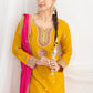 Aarshi Fashions Yellow Chinon Wedding Suits