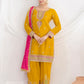 Aarshi Fashions Yellow Chinon Wedding Suits