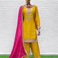 Aarshi Fashions Yellow Chinon Wedding Suits