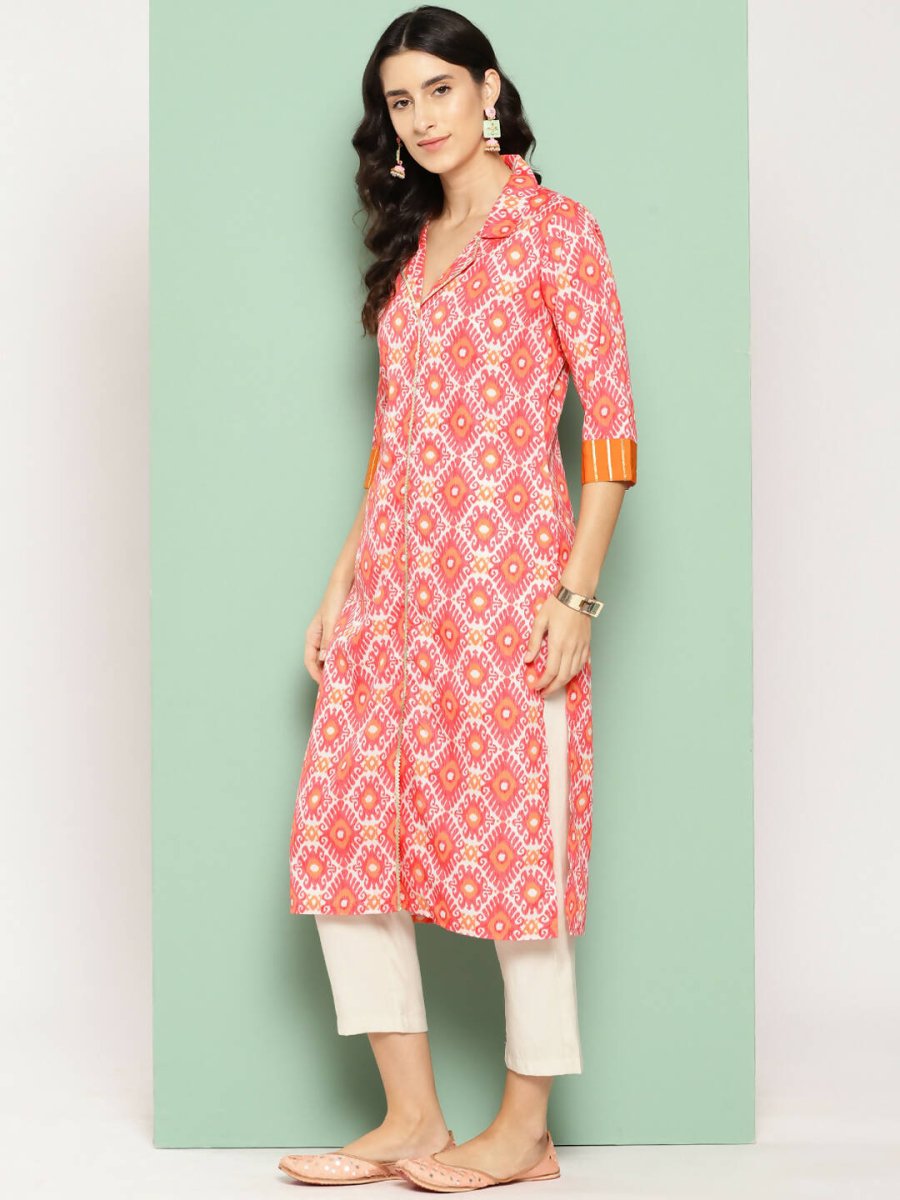 Ahalyaa Women's Traditional wear Kurta - Orange | Swadesiicart