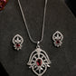 NVR Women Silver-Plated American Diamond-Studded Pendant Set | Swadesiicart