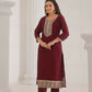 Ethnic Festive Wear Vichitra Silk Wine Stitched Suit With Dupatta - Tanisha | Swadesiicart